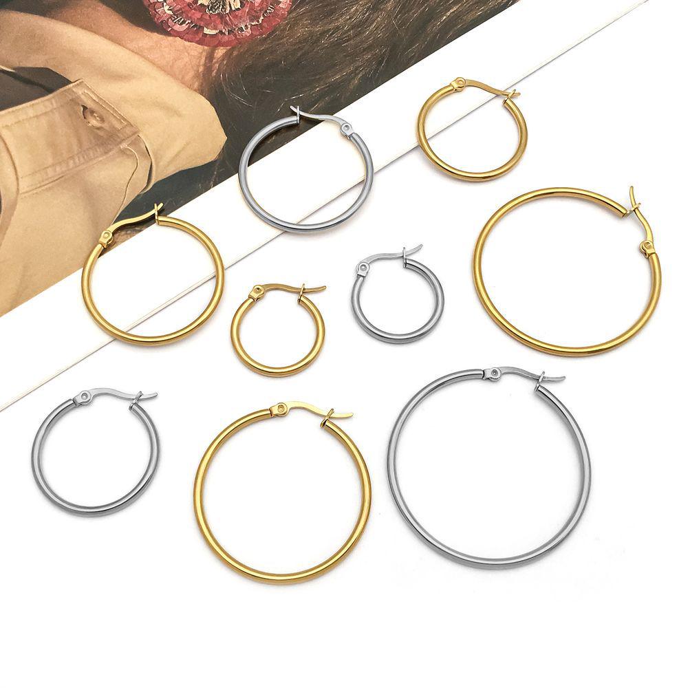 Stainless Steel Vacuum-Plated Large Round Circle Earring Pendant Charm