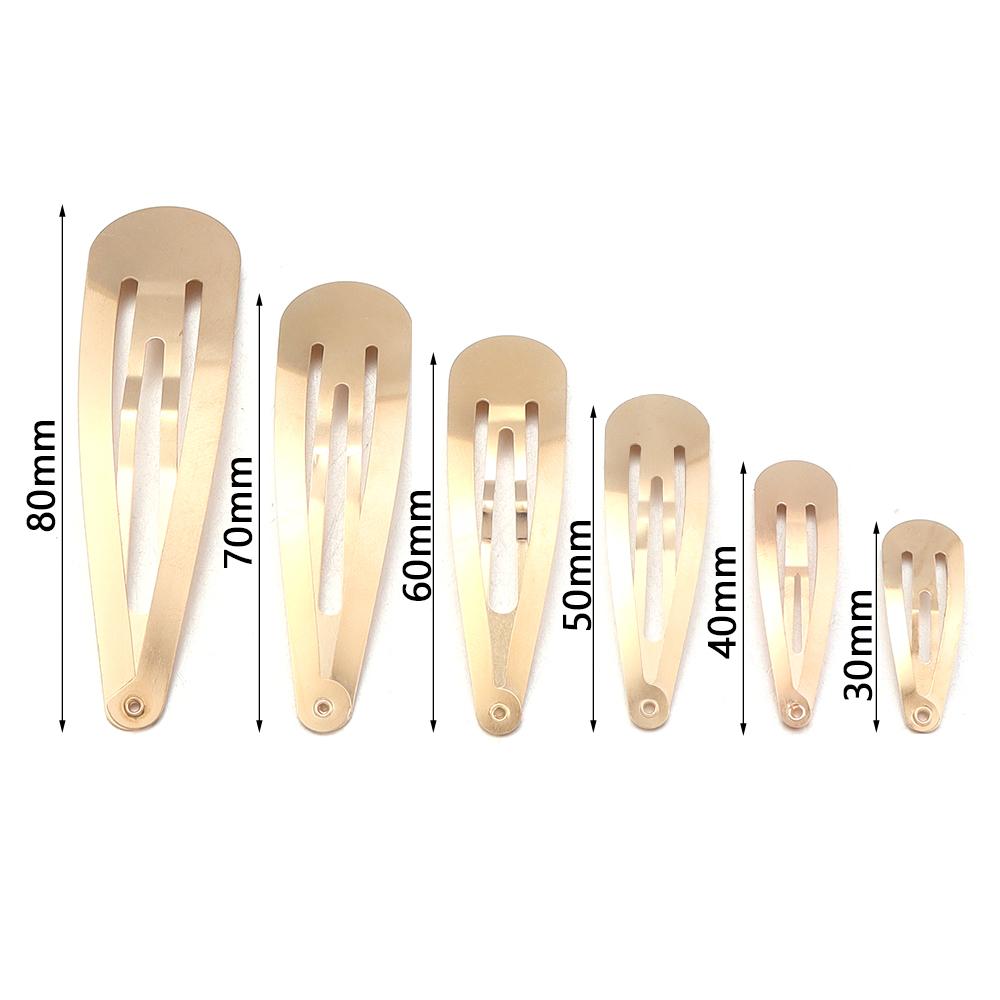 50pcs Thick Metal Hair Clips Water Drop Shaped Hairpins BB Hairclips Snap Barrettes For DIY Headwear Jewelry Making Accessories