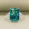 S925 Sterling Silver Women's Emerald Square Ring: High-End Niche Design for Index Finger Jewelry