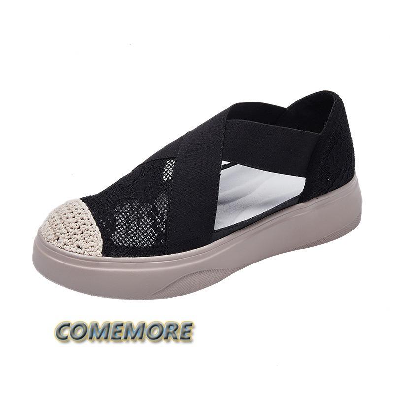 Vulcanized Women's Sneakers Sandals 2024 Fashion Lady Girl Summer Woman Casual Jelly Shoes Platform Sandals Hollow Out Mesh Flat