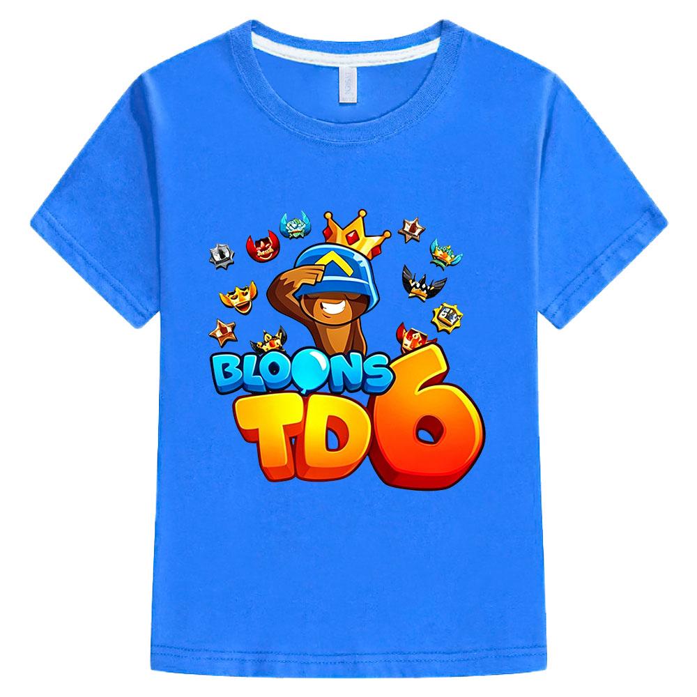 100% Cotone Gioco Bloons TD 6 Maglietta per Bambini Stampa Cartoon T-shirt per Bambini Streetwear Ragazzi Ragazze Top Estivi Girocollo Manica Corta