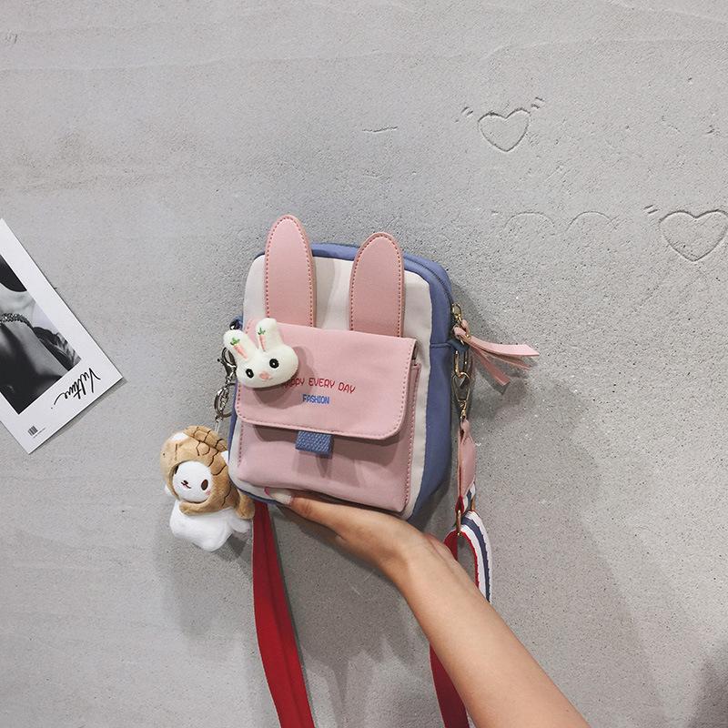 Cute Canvas Bag Female Personality Cartoon Student One-shoulder Cloth Bag Trendy Ins Versatile Crossbody Bag
