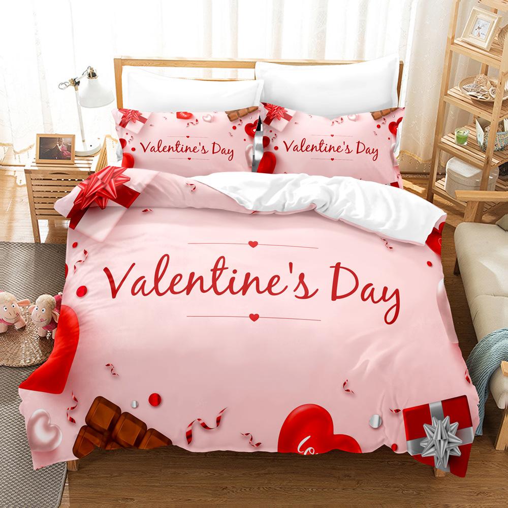 3D Couple Room Bedding Set Valentine's Day Duvet Cover Pillowcase 2/3 Pieces AU220 * 240 Super King Soft Zippered Home Textile
