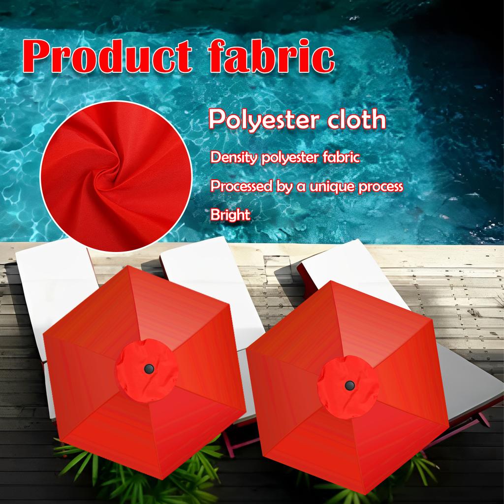 Regenschirm Ersatzbezug 1,95 m Wasserdichter Sonnenschirm Ersatzstoff Outdoor Terrassen Sonnenschutz Zubehör für 6 Speichen Sonnenschirm