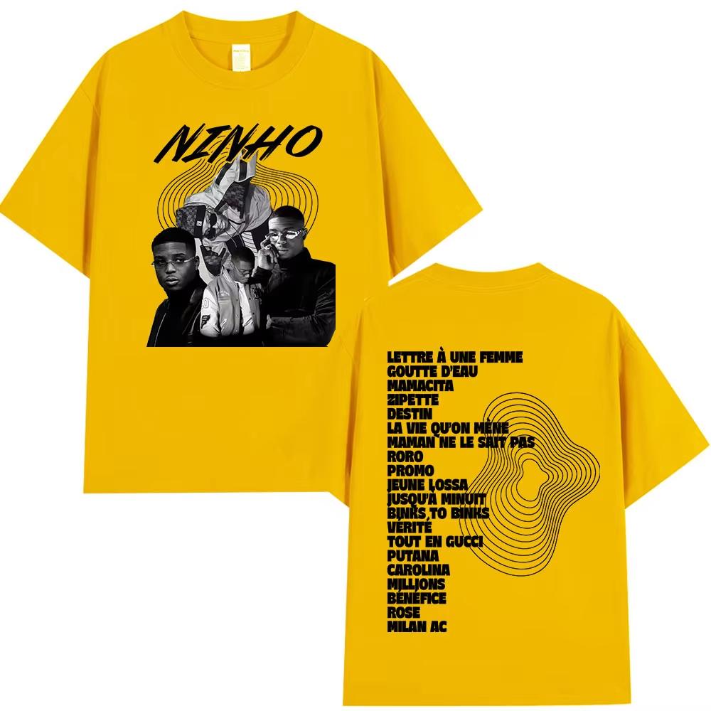 Rapper Ninho album graphics 100Cotton music Tshirt Men 2026 New Summer Hip hop unisex ventilate Short sleeve shirt fan gifts
