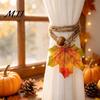 Rustic Autumn Room Accents Maple Leaf Curtain Tieback, Farmhouse Holder, Adjustable Rope Holders Decorative Drapery Holdback for Living Bedroom Decor