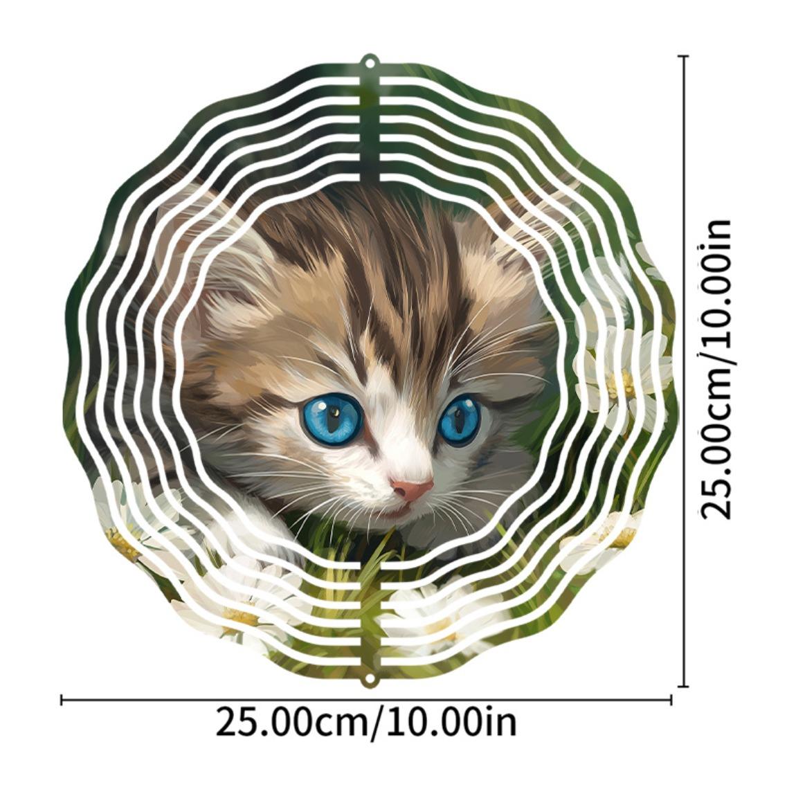

10-дюймовый подвесной ветряной спиннер с милым дизайном кошки, металлический ветряной колокольчик с вращением на 360 градусов для декора сада, газона, патио на открытом воздухе, идеальный подарок для 01A