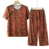 Elderly Women's Short Sleeve Summer Top & Pants Set - Lightweight Grandma Clothing