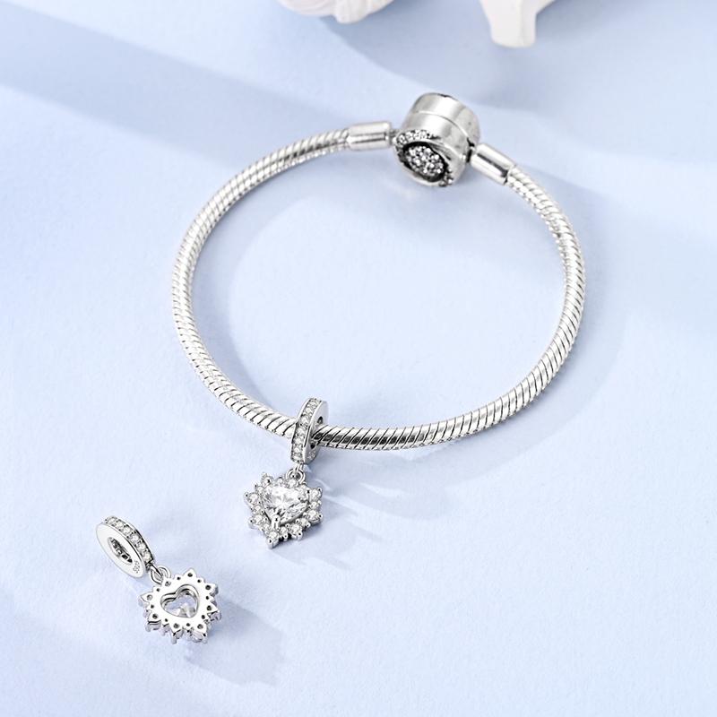 Copper Metal Brilliant Love Pendant Bead Component Zircon Charm Bead Components Jewellery Compatible With Authentic Original Bracelet High Quality