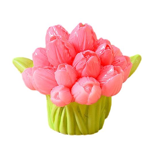 Mini Resin Artificial Flower Miniature Dollhouse Flower Accessories Tiny Potted Plants Ornament for Micro Landscape Doll House Fairy Garden