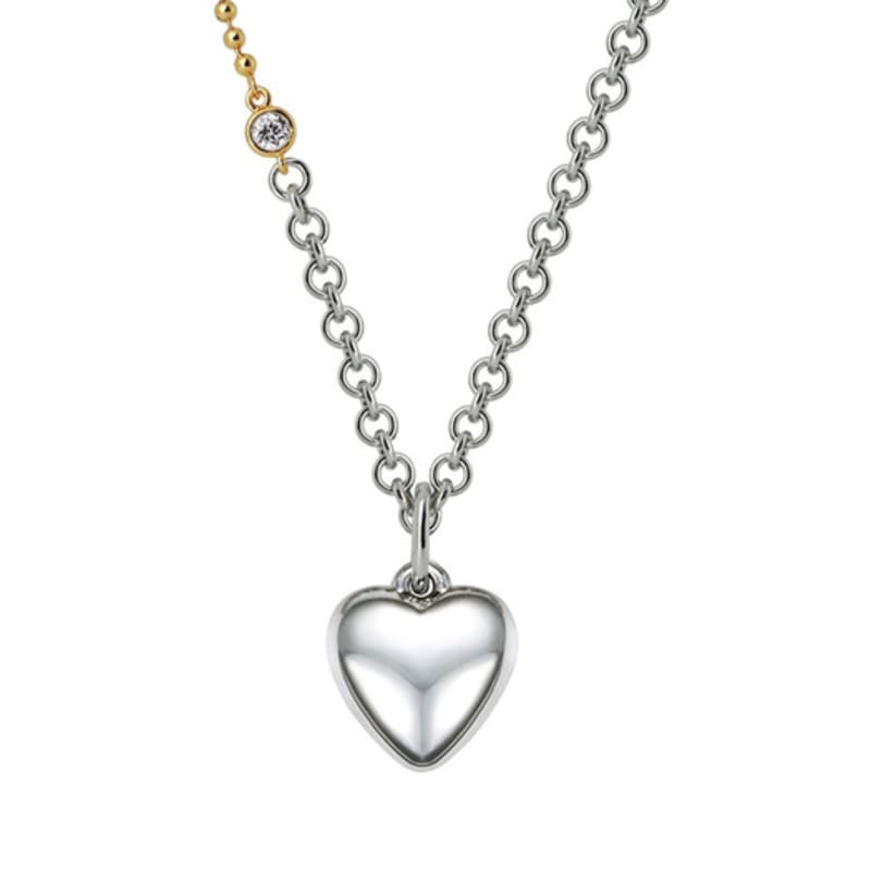 Ozel Bold Layered Combi Heart Pendant Necklace PB115N