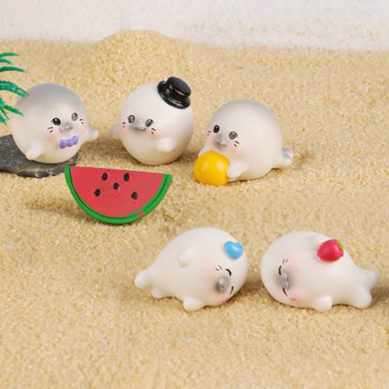1Pc Home Mini Cartoon Seal Animal Moss Micro Landscape Ornament Plants Bonsai Car Diy Decoration