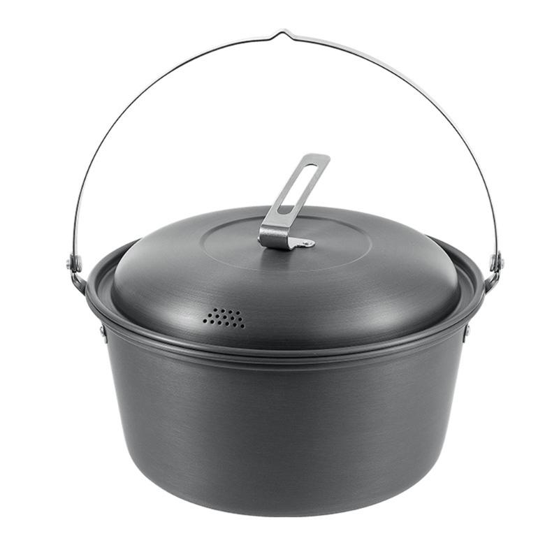Lightweight 4.5L Outdoor Cooking Pots Cookware for Hiking Picnics Aluminum Hanging Pots 2-4 Person Camping Pots with Lid