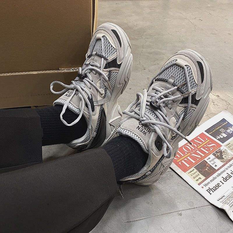 2025 new chic Japanese and Korean trend couple velvet dad shoes trendy casual versatile sports shoes mesh trendy shoes men