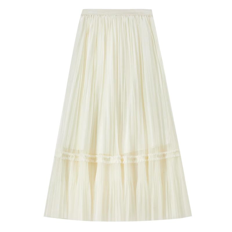 Shangdoupila Women s Elegant High-Waist Mesh A-Line Skirt EU 40