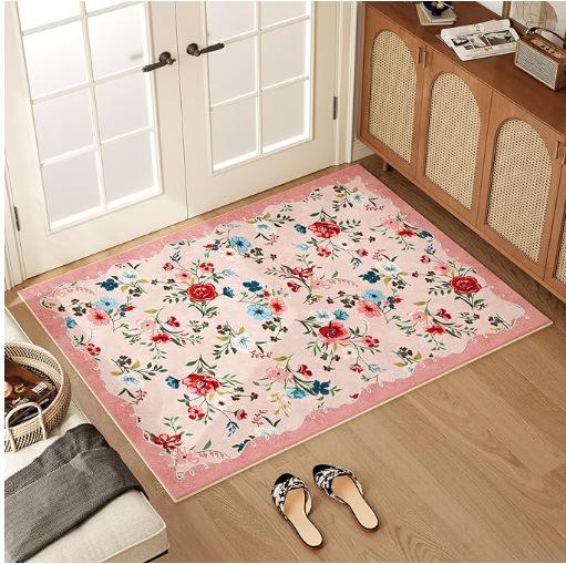 Floral Floor Mat Home Ethnic Style Entrance Door Mat Wear-resistant and Dirt Resistant Floor Mat