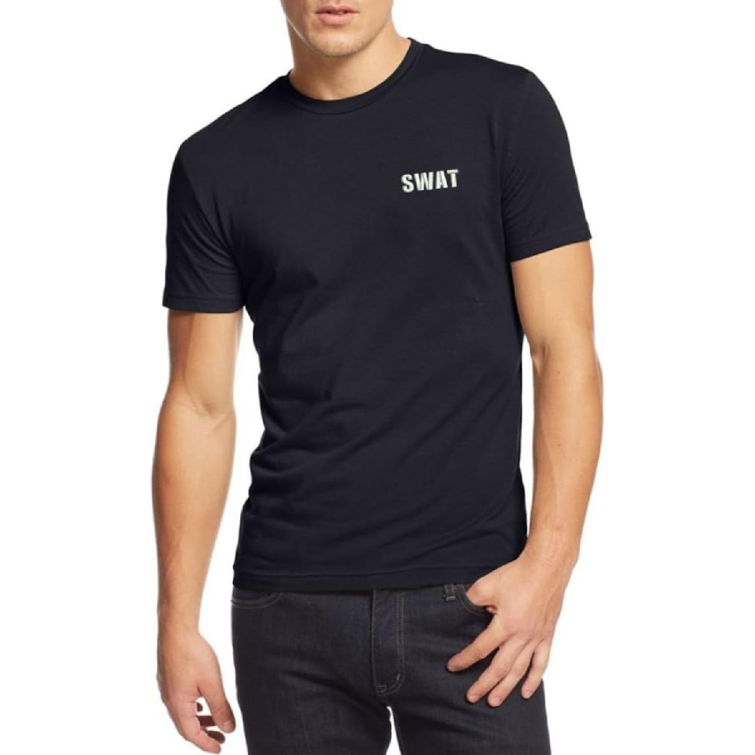 

Mens T Shirts Casual SWAT Law Embroidered Premium Cotton Comfortable Soft Short Sleeve T-Shirts XXXXXL чорний