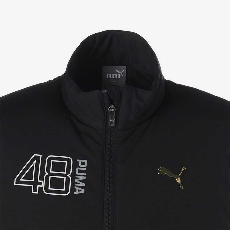 Puma Digital Logo Print Collar Zip Cotton Vest Men Tops Black 539381-01