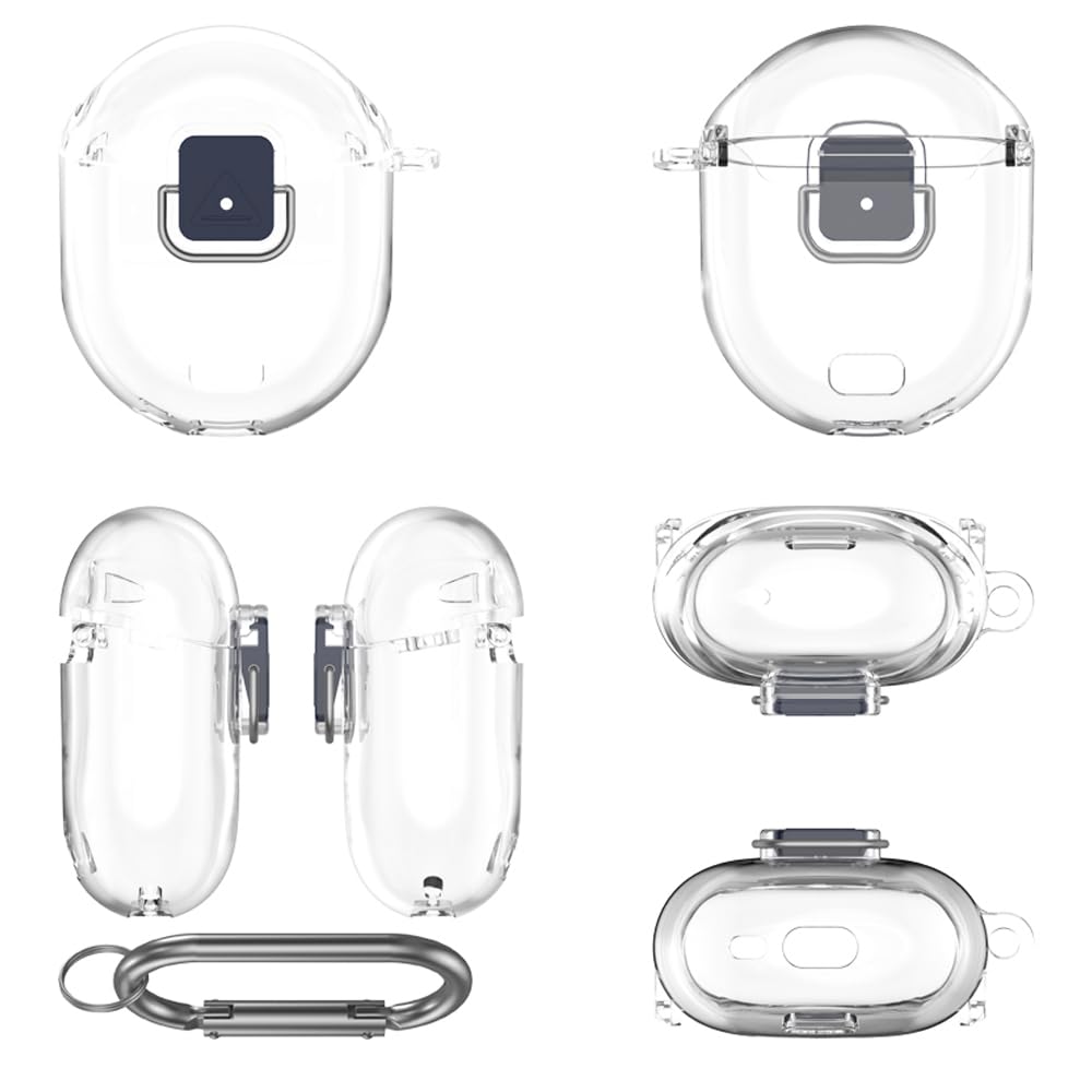 FINON Case for Google Pixel Buds Pro 2, Earphone Case with Carabiner and Strap, Stylish and Simple Clear Case (Clear)