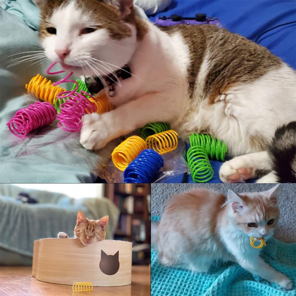 4/100pcs Cat Spring Toy, Cat Spiral Toys Interactive For Indoor Colorful Cats Plastic Springs Coil For Kitten Hunting Swatting