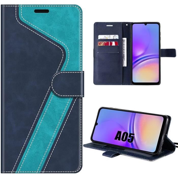 Coque de protection - samsung - galaxy a05 - cuir pu et tpu - poche à cartes - béquille