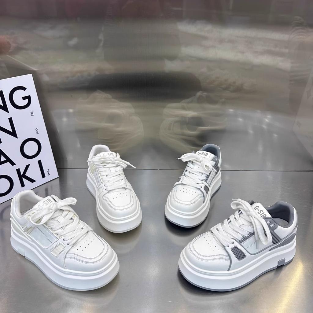 2025 new summer Hong Kong style versatile platform white shoes women's casual board shoes ins popular sports bread shoes