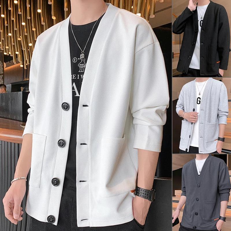 Spring Autumn Men s Jacket High-End Business Casual Waistcoat Solid Color All-In-One Trench Coat V-neck Cardigan Sweatshirt S белый 1980₽
