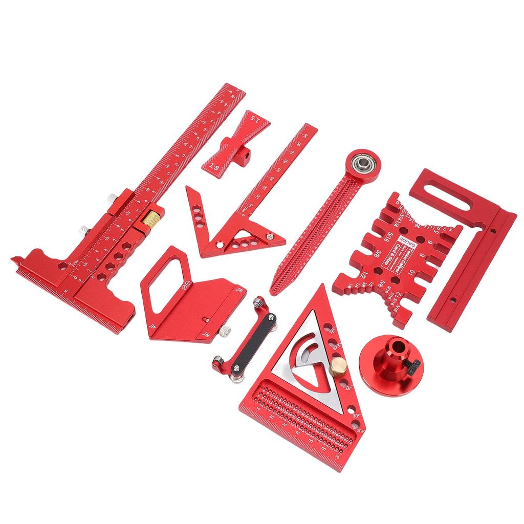 Woodworking Measurement Tool Kit with Storage Box Project Layout Tools Set Accurate Fast for Wooden Board Splicing