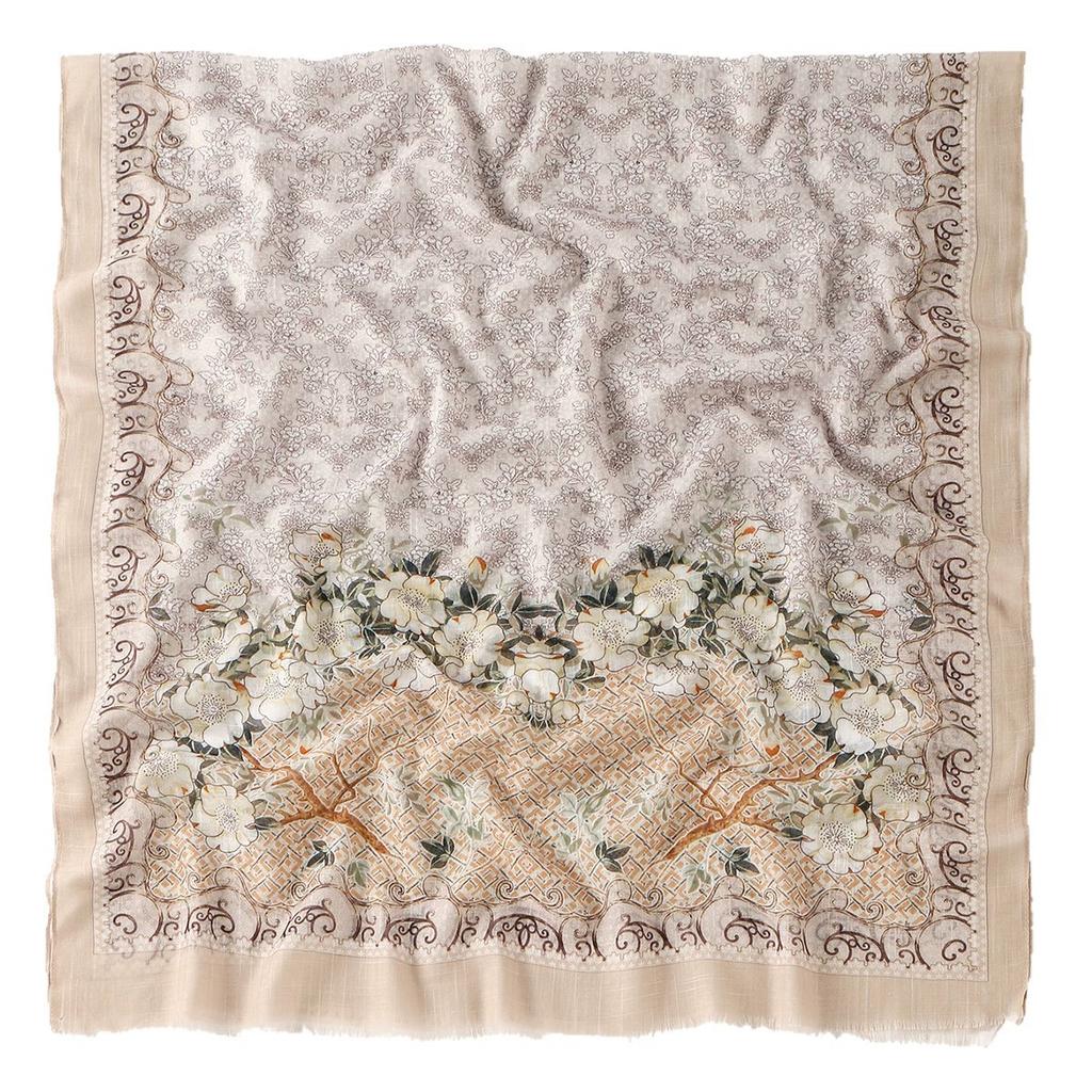 Retro Autumn Soft and Comfortable Thin Romantic Floral Scarf For Women Hijab Muslim Scarves Beach Towel 90x185cm