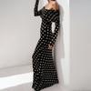 Women's 2026 Spring Retro Polka Dot One-Shoulder Dress