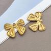 Gold Stainless Steel Bow Necklace & Bracelet Set - Versatile Pendant, Charm, DIY Earrings, Fashion Jewelry Accessories.