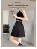 Gray Women's A-Line Midi Skirt with Elastic Drawstring Waist - Summer 2025 Anti-Exposure Workwear Style