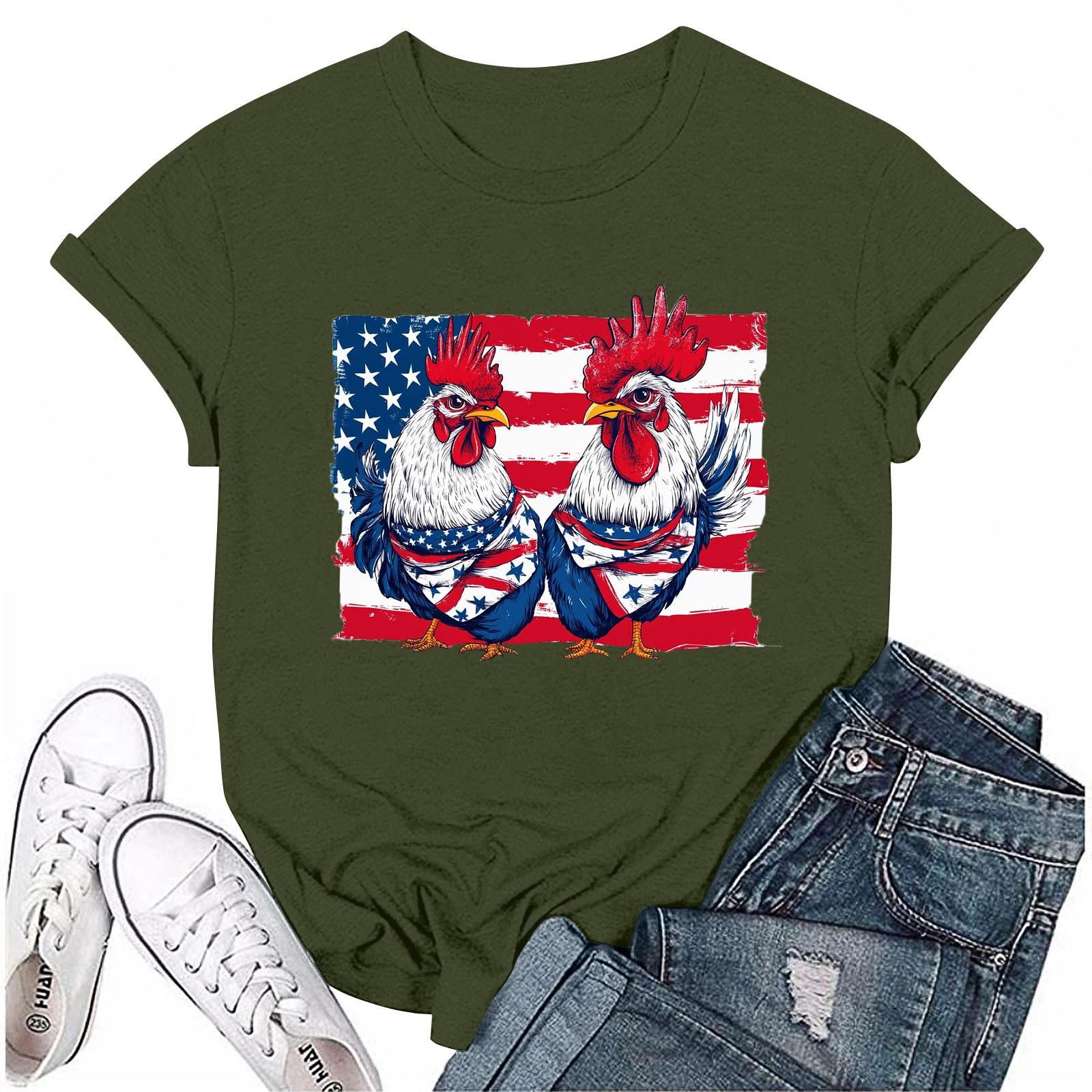 

Женская повседневная футболка с круглым вырезом и коротким рукавом с принтом «День независимости» XL