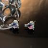 Love French Stud Earrings, Sweet And Cool Personality, High Sense, Cold Wind Gem Color Full Diamond Zircon Earrings.