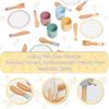 UMU Kinderspiel-Geschirrset, Holz-Kinderküchen-Geschirrset, 33-teiliges Set, Montiert, Montessori-Stil für Jungen und Mädchen, Perfekt für Pr