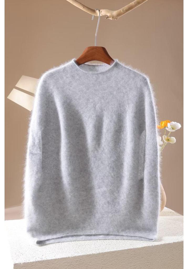 Women's Loose Cashmere Brushed Round Neck Soft Sweater - Autumn/Winter Style