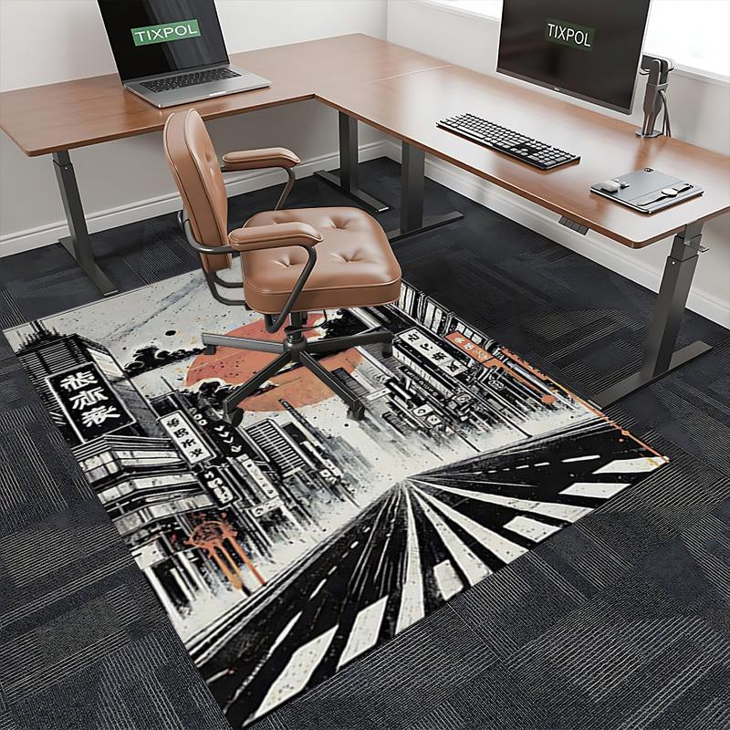 1pc Anime Cartoon Design Office Chair Mat - Japanese Style Decorative Carpet for Home and Office, Suitable for All Seasons, Perfect Gift Idea.A089