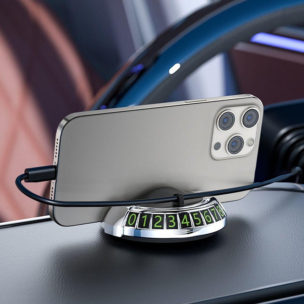 2 In 1 Dashboard Car Phone Holder 360° Rotation Temporary Parking Number Plate Phone Bracket For Car Use Navigation Support