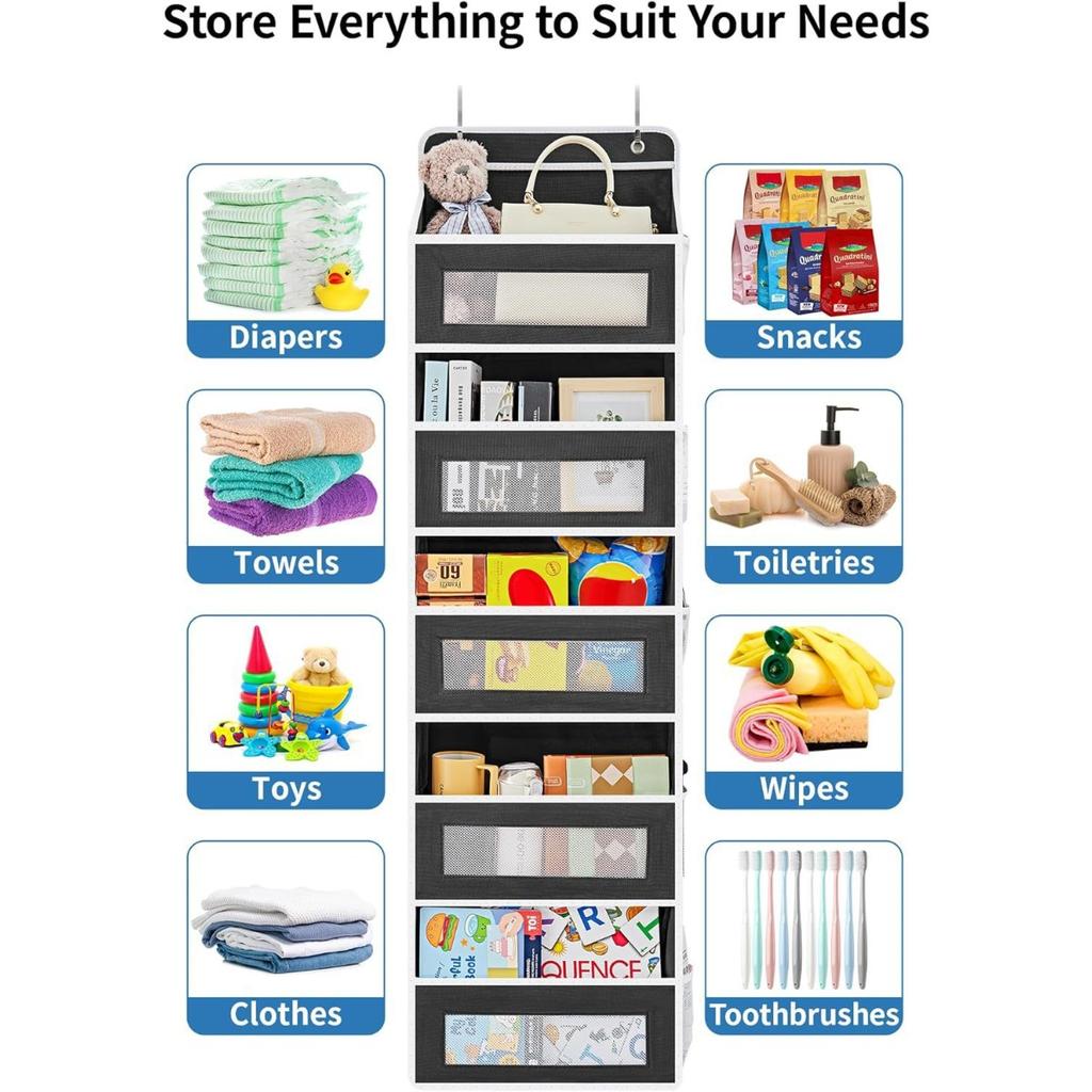 Five Layer Non-woven Fabric Door Storage Box Hanging Bag, Large Capacity Home Bedroom Hanging Storage Bag Hanging