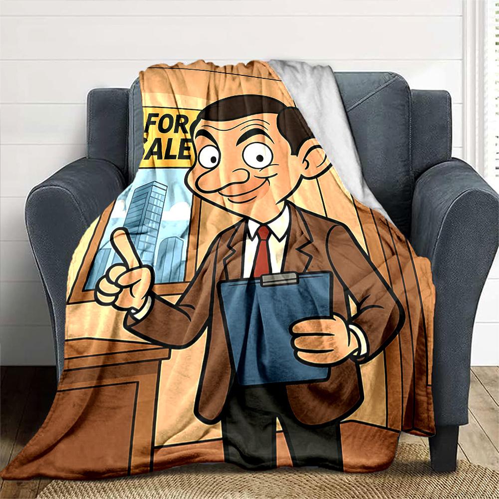 Mr Bean Property Flannel Blanket Super Soft Warm Cozy Blanket For Sofa Bed Office Travel Allseason Home Decor Gift