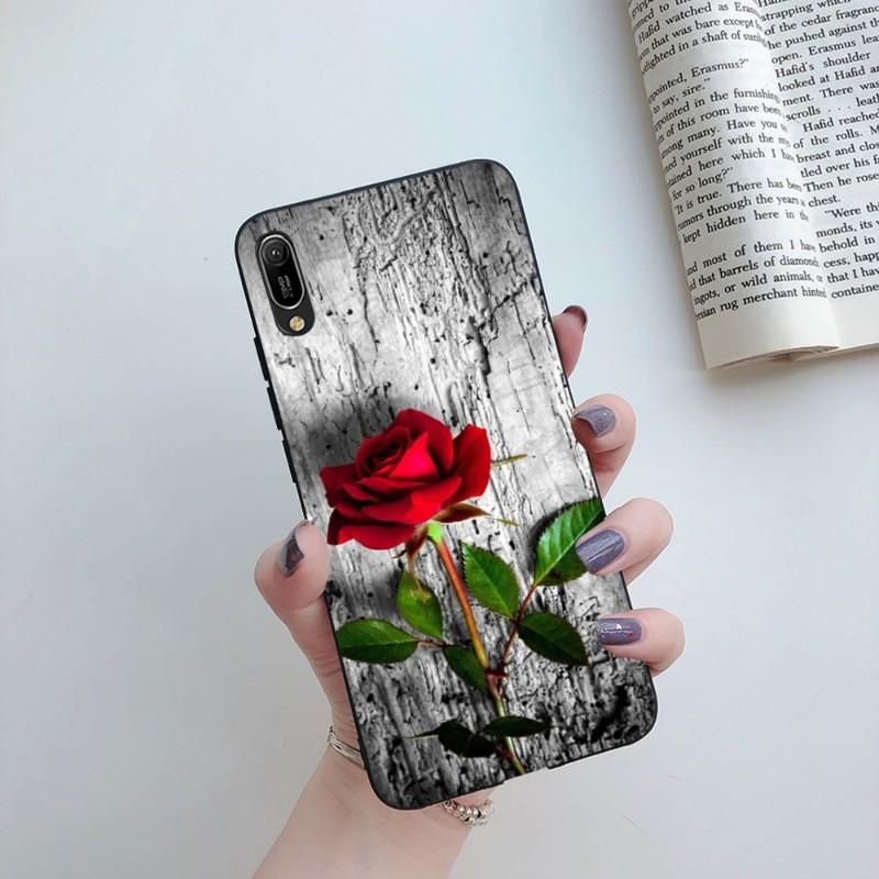 

Чехол для телефона с цветком красной розы для Huawei Mate 40 30 20 10 Pro Lite Nova 9 8 5T Y7p Y7, мягкий черный чехол для телефона Huawei Y6 2019