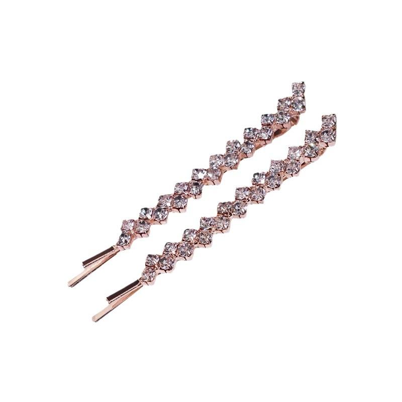 Fashionable Hair Clip With Full Diamond Rhinestone Straight Clip One Size розовый