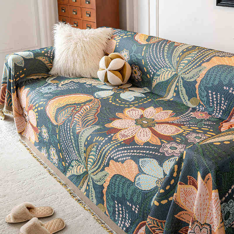 1 Stück Vintage Ölmalerei Stil Gewebter Sofabezug Kratzfest, Geeignet für alle Jahreszeiten, Anwendbar für Schlafzimmer und Wohnzimmer Heimdekoration