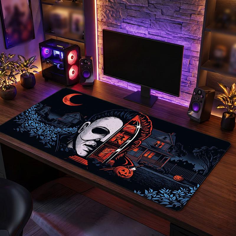 Big Mouse PadHalloween Michael Myers Extended Soft Desk Mat Gaming Office Computer Table Decor Mat