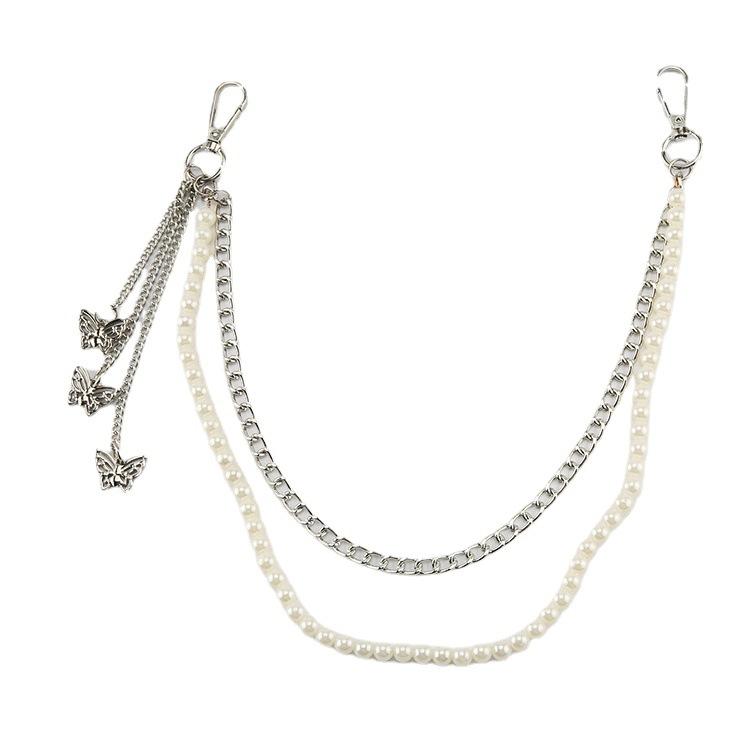 Pearl Butterfly Trouser Chain Belt Women'S Cool Pants Hanging Chain Personalized Decorative Accessories Jk Skirt Waist Chain Pendant