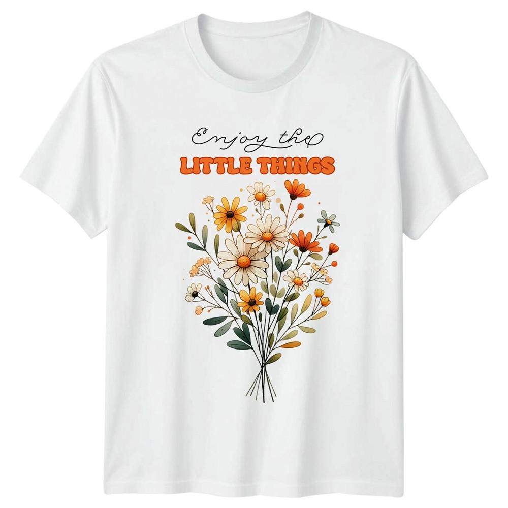 Enjoy The Little Things Unisexs TShirt Retro Floral Nature Mothers Day Gift S