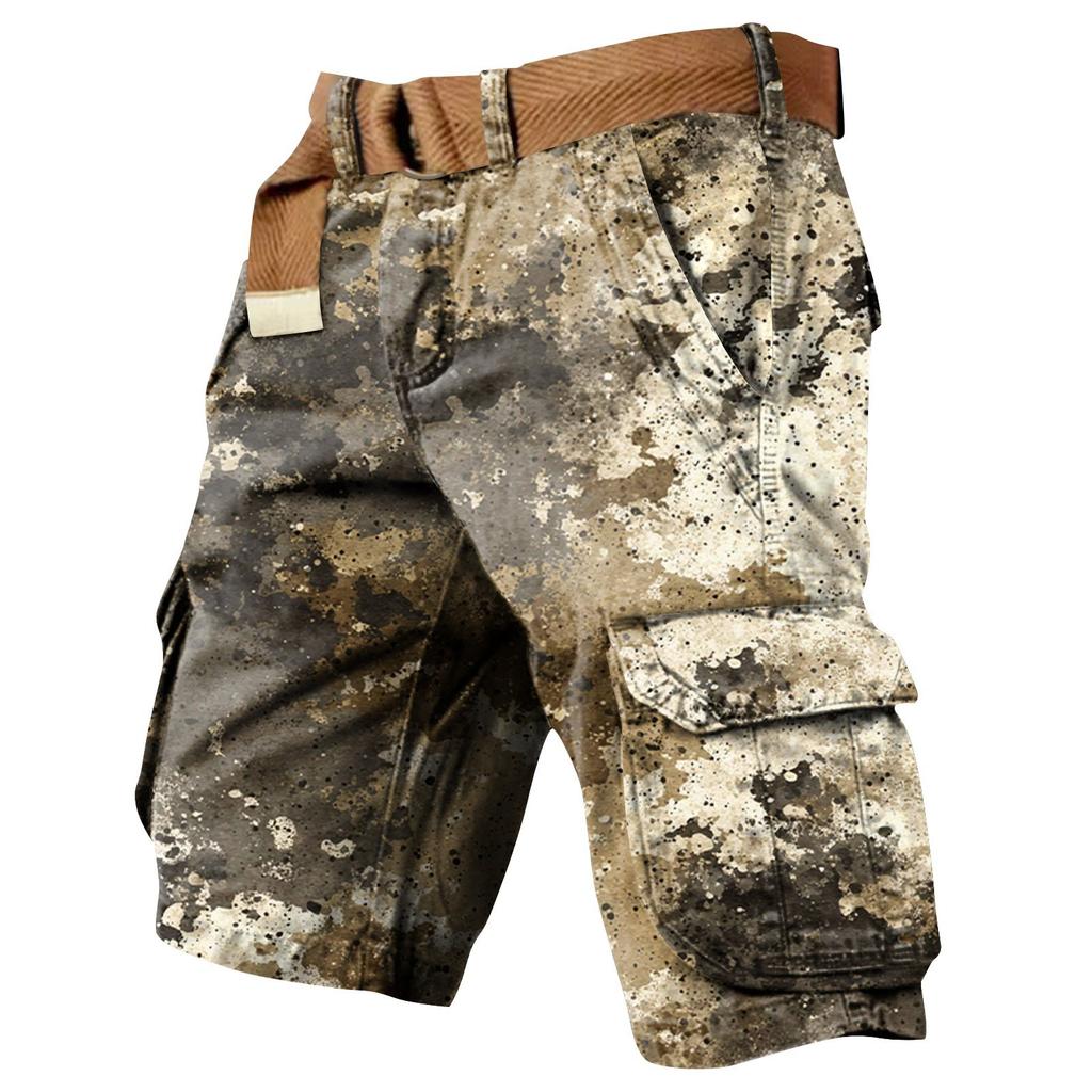 Pánské šortky pracovní oděvy s potiskem ke Dni nezávislosti a s více kapsami