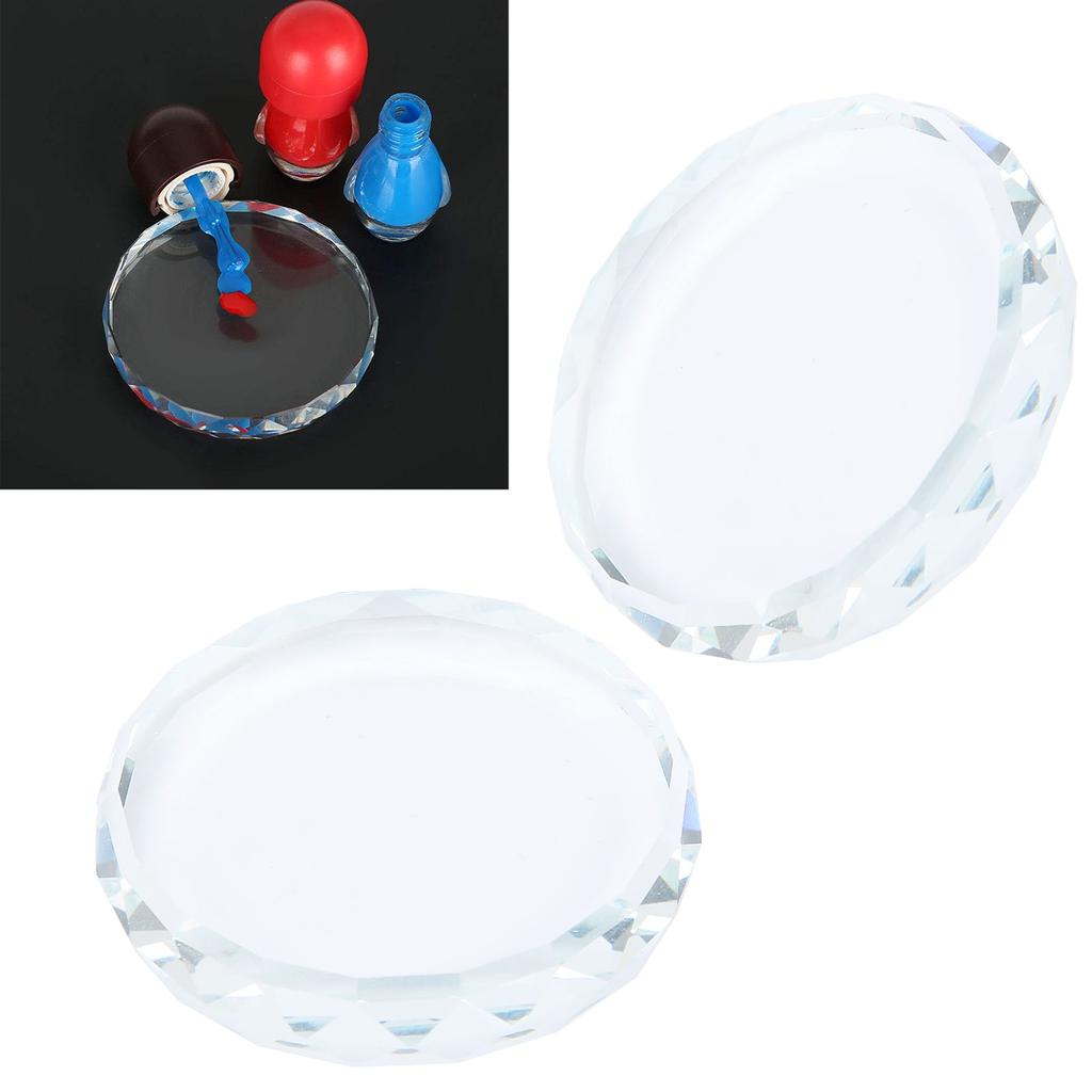 2PCS Nail Art Palettes Color Mixing Toning Glass False Eyelash Glue Hold Makeup Pallet