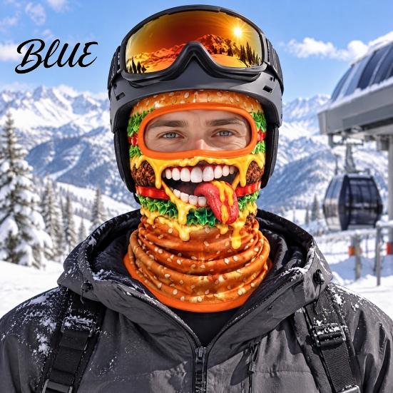 Cold Weather Face Mask Hamburger Print Skii for Winter French Fries Chicken Fastfood Cycling Guard Pattern Neck Gaiter Balaclava Velvet Full