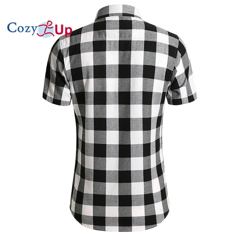 Cozy Up Cămăși pentru bărbați Causal Flannel în carouri Cămăși de lucru cu mânecă scurtă, cu nasturi
